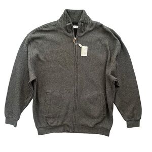 Vira Club Men’s Sz XL Charcoal Gray Ribbed Sweater Knit Full Zip Collared Jacket